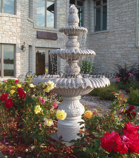 Self Contained Wild Rose Granite 3-tier Classical Fountain