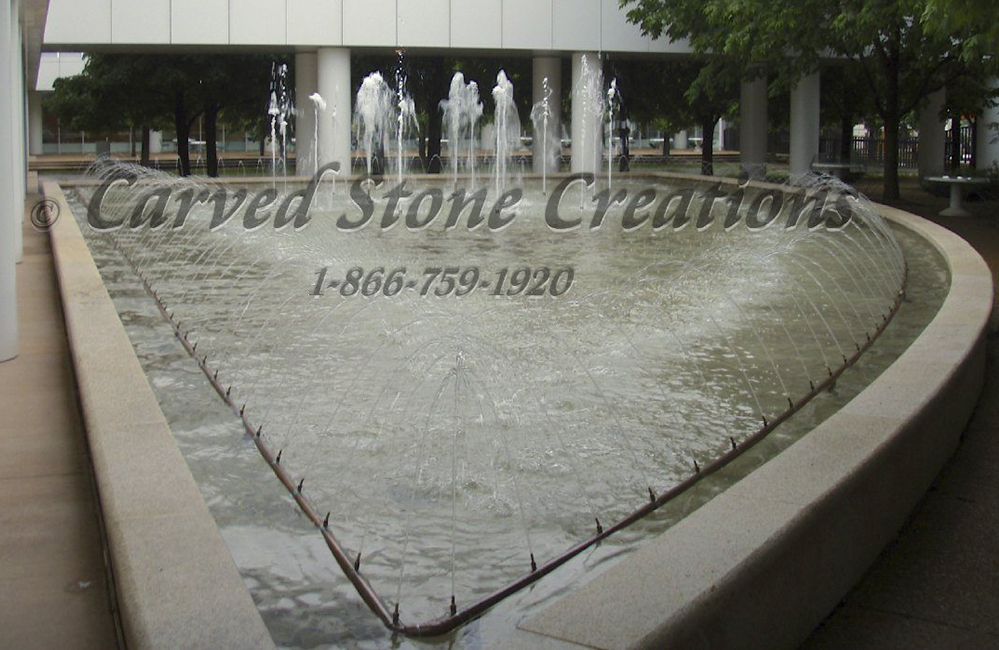 Large Custom fountain with huge copper spray ring and multiple geyzer nozzles for Thrivent Financial in Appleton, WI